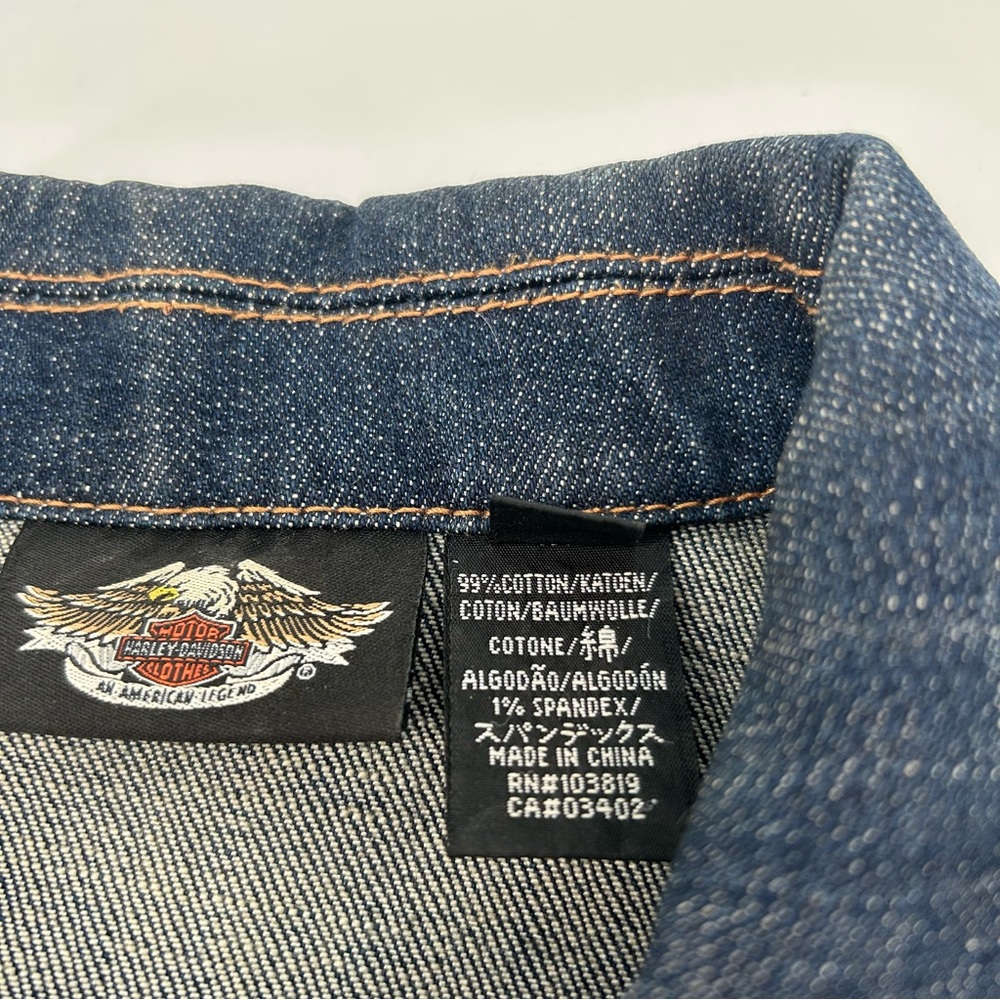 Harley Davidson Embroidered Wing Logo Denim Jacket Size Medium - Picture 9 of 9